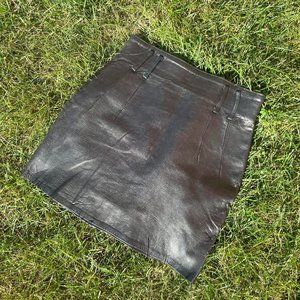 VTG 80s Backstreet Black Leather High Waisted Mini Skirt